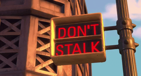 Gif with Don't Walk sign flashing "Don't Stalk".