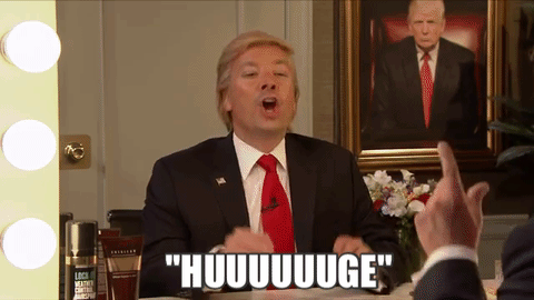 Gif with Trump and Jimmy Fallon saying HUUUUUUGE