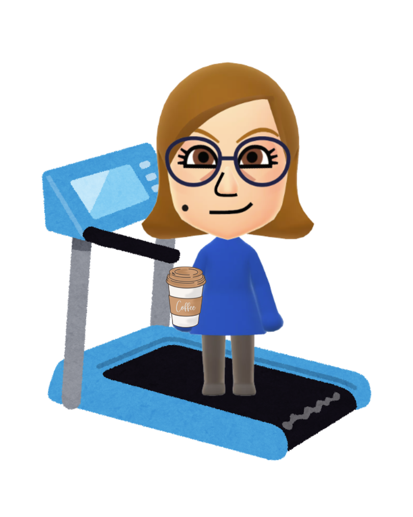 Our favorite employee, Marge, stands in front of a treadmill to represent nonprofit productivity.